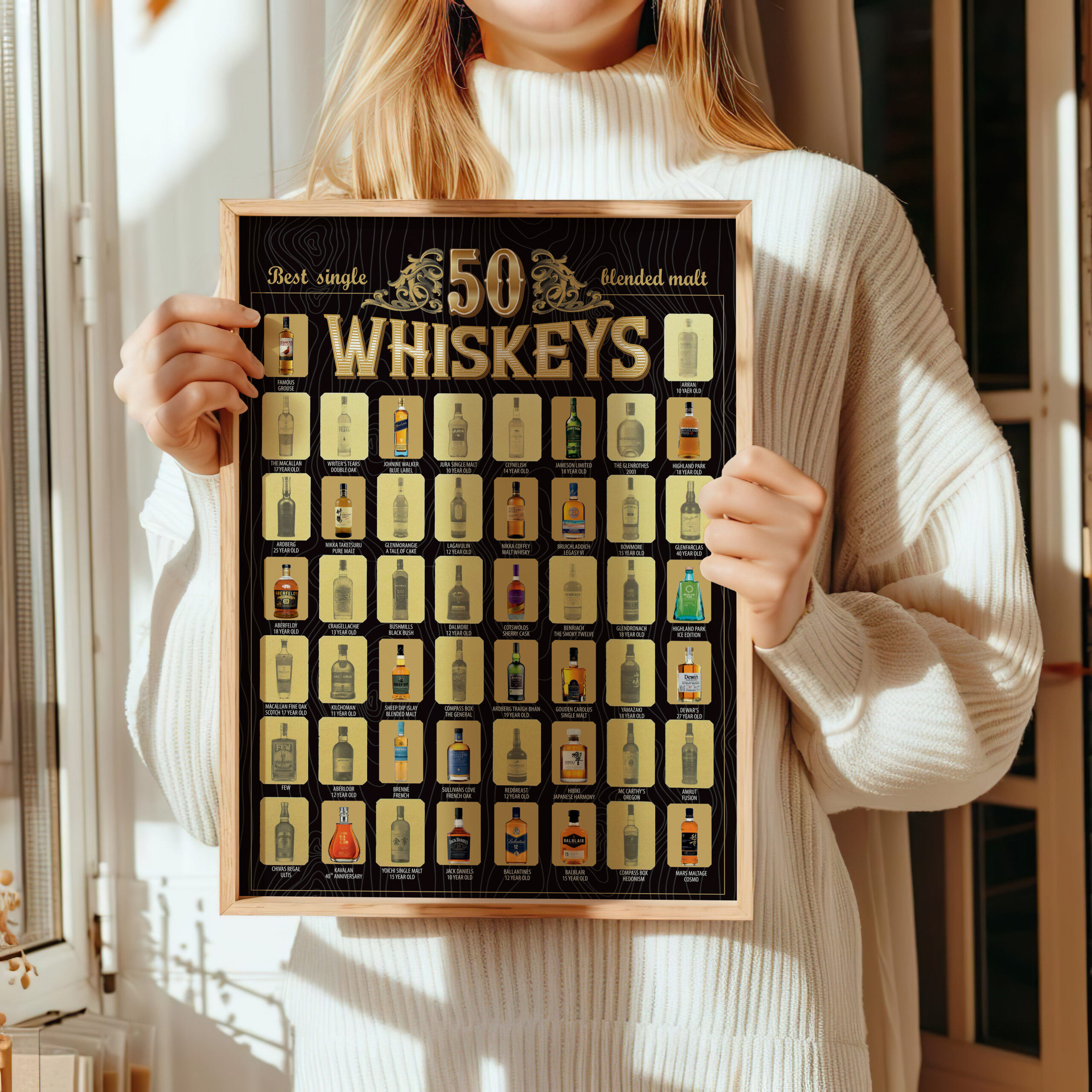 Best 50 Whiskeys Poster – Whiskey Tasting Bucket List Wall Art - Image 4
