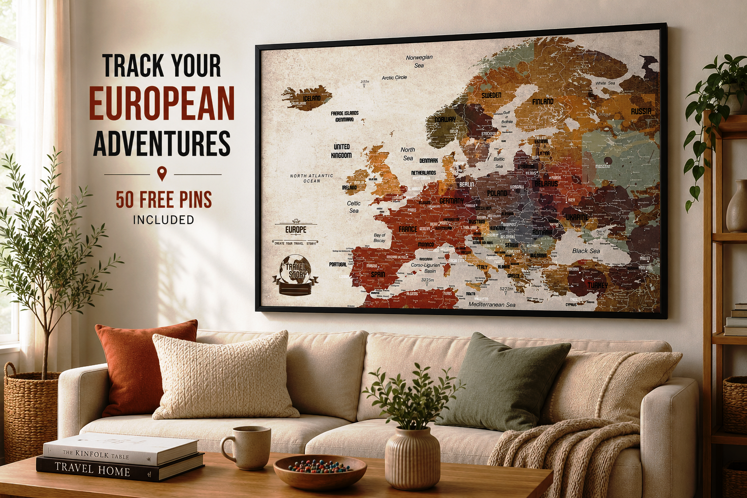 Push Pin Map of Europe – Multicolor - Image 2