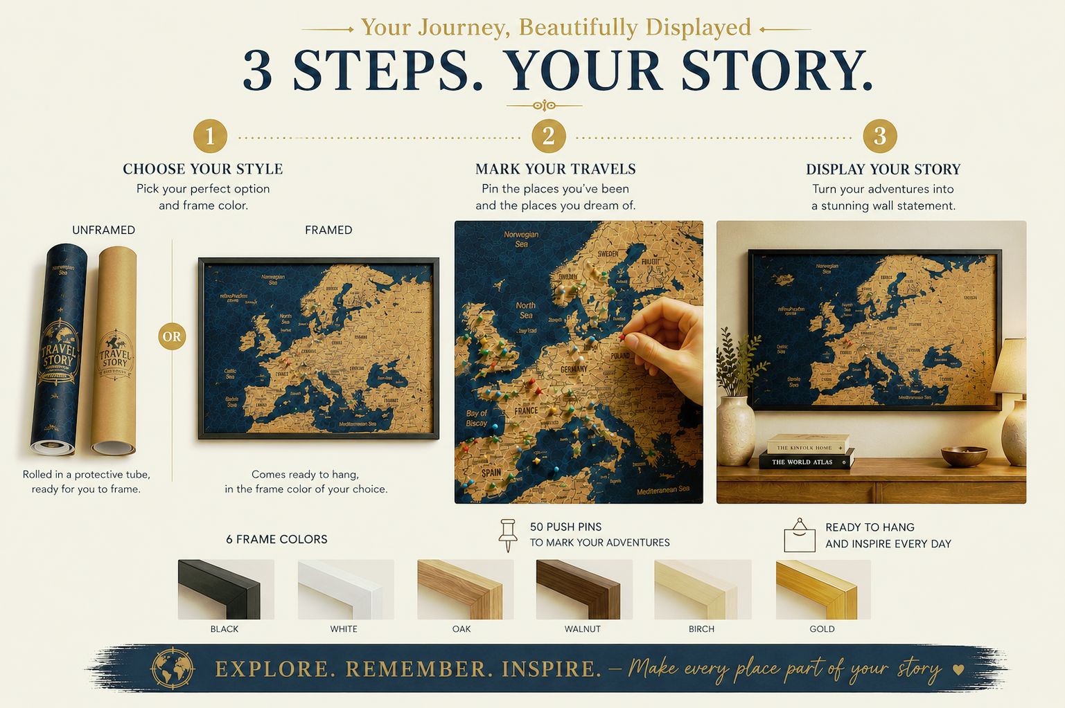 Push Pin Map of Europe – Indigo Gold - Image 9