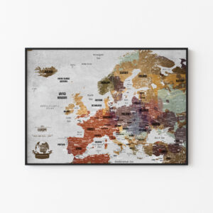 Multicolor Push Pin Map of Europe