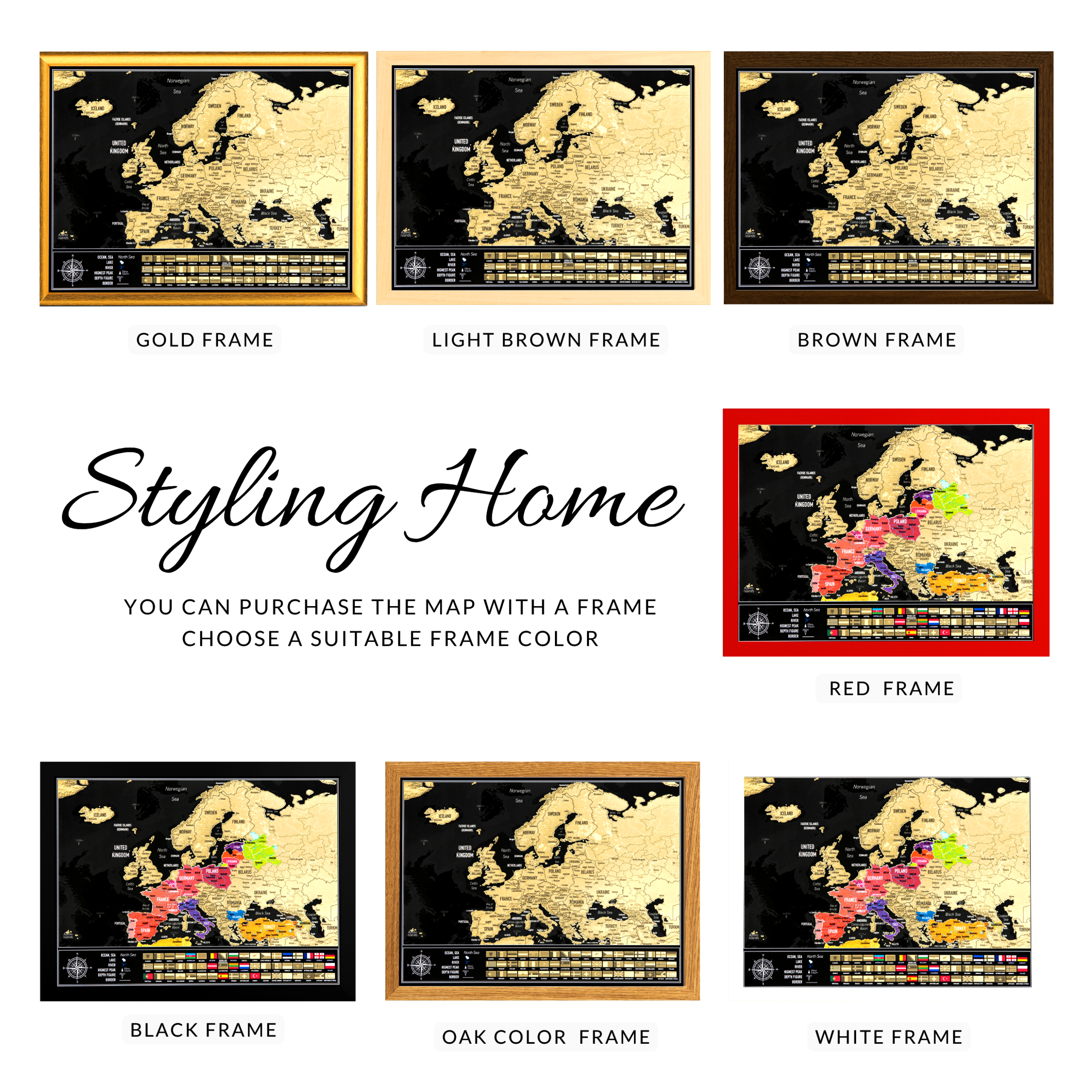 Map of Europe with frame