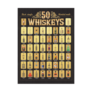 Best 50 Whiskeys Poster – Whiskey Tasting Bucket List Wall Art
