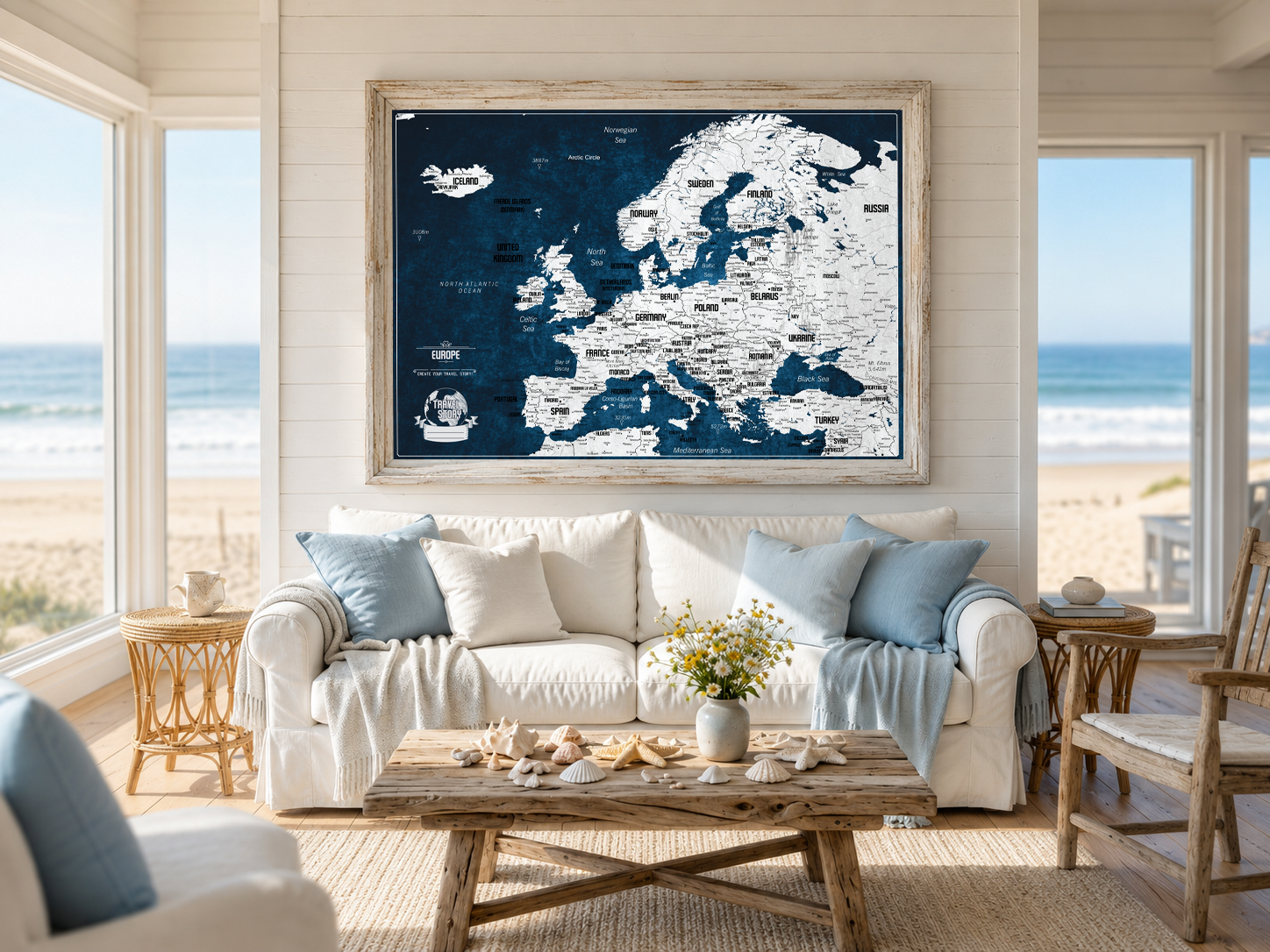 Push Pin Map of Europe – Blue & White - Image 11