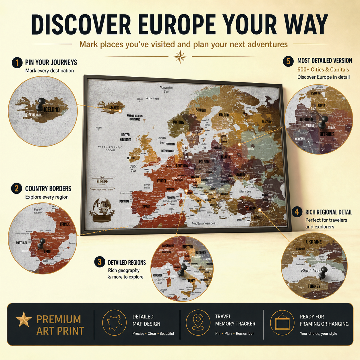 Push Pin Map of Europe – Multicolor - Image 4