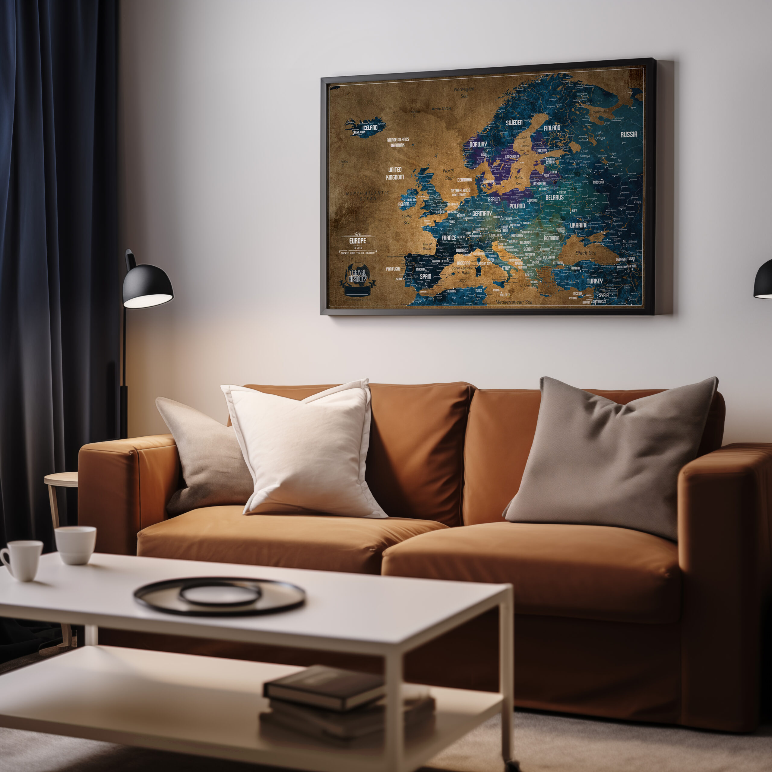 Push Pin Map of Europe – Old Gold Color - Image 7