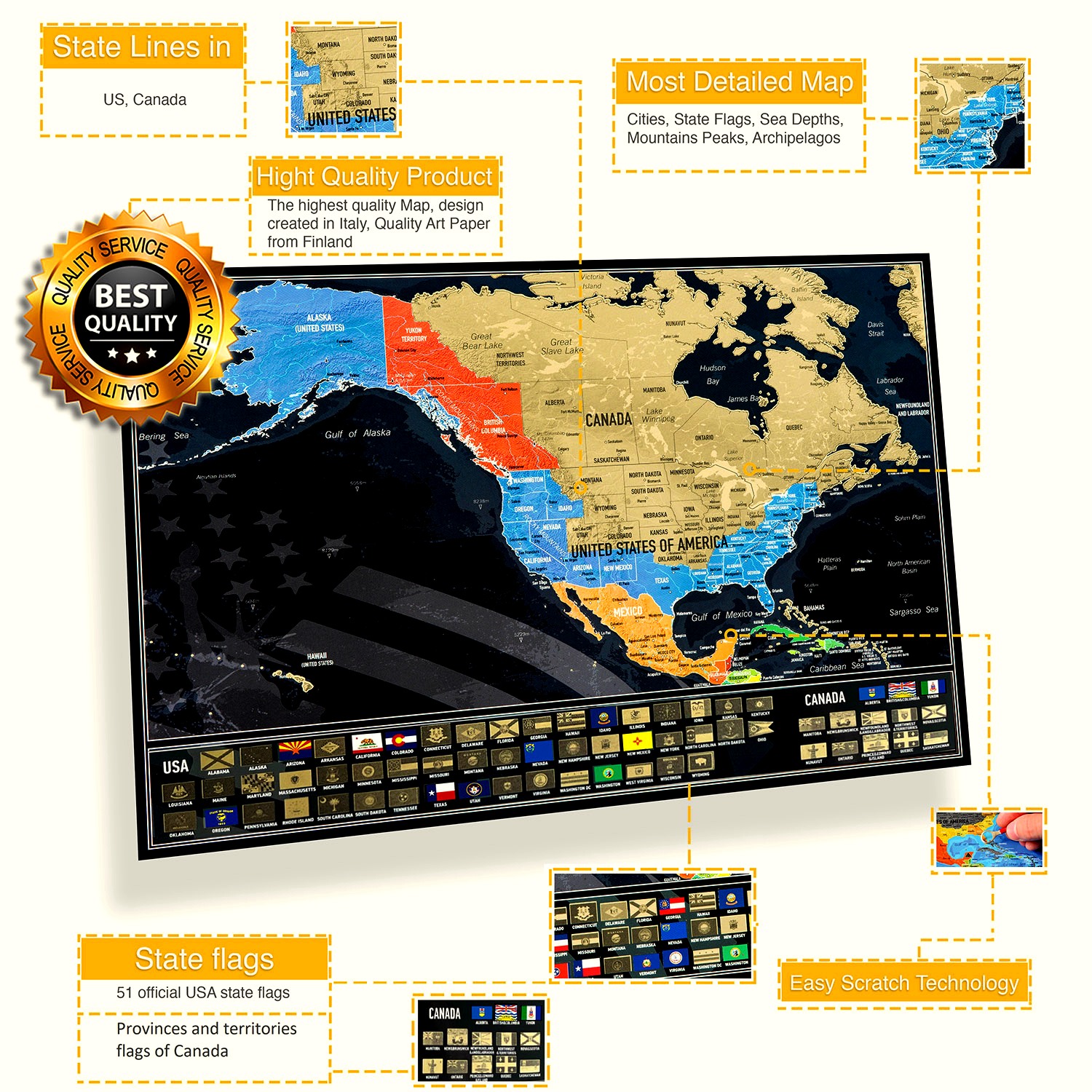 Scratch Map of USA – Travel Tracker Poster - Image 2