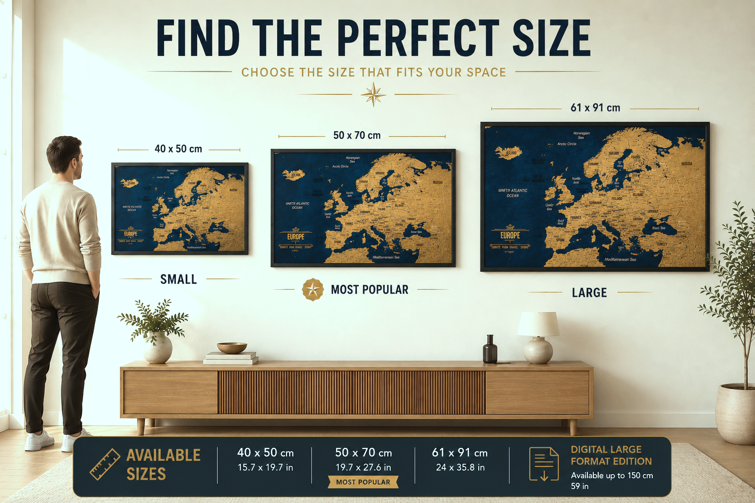 Push Pin Map of Europe – Indigo Gold - Image 5