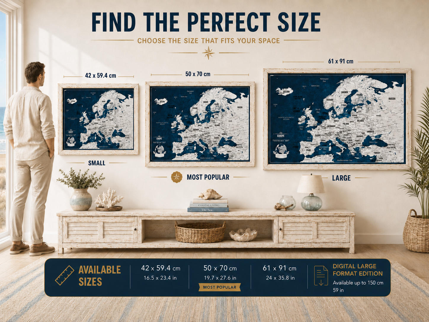 Push Pin Map of Europe – Blue & White - Image 8