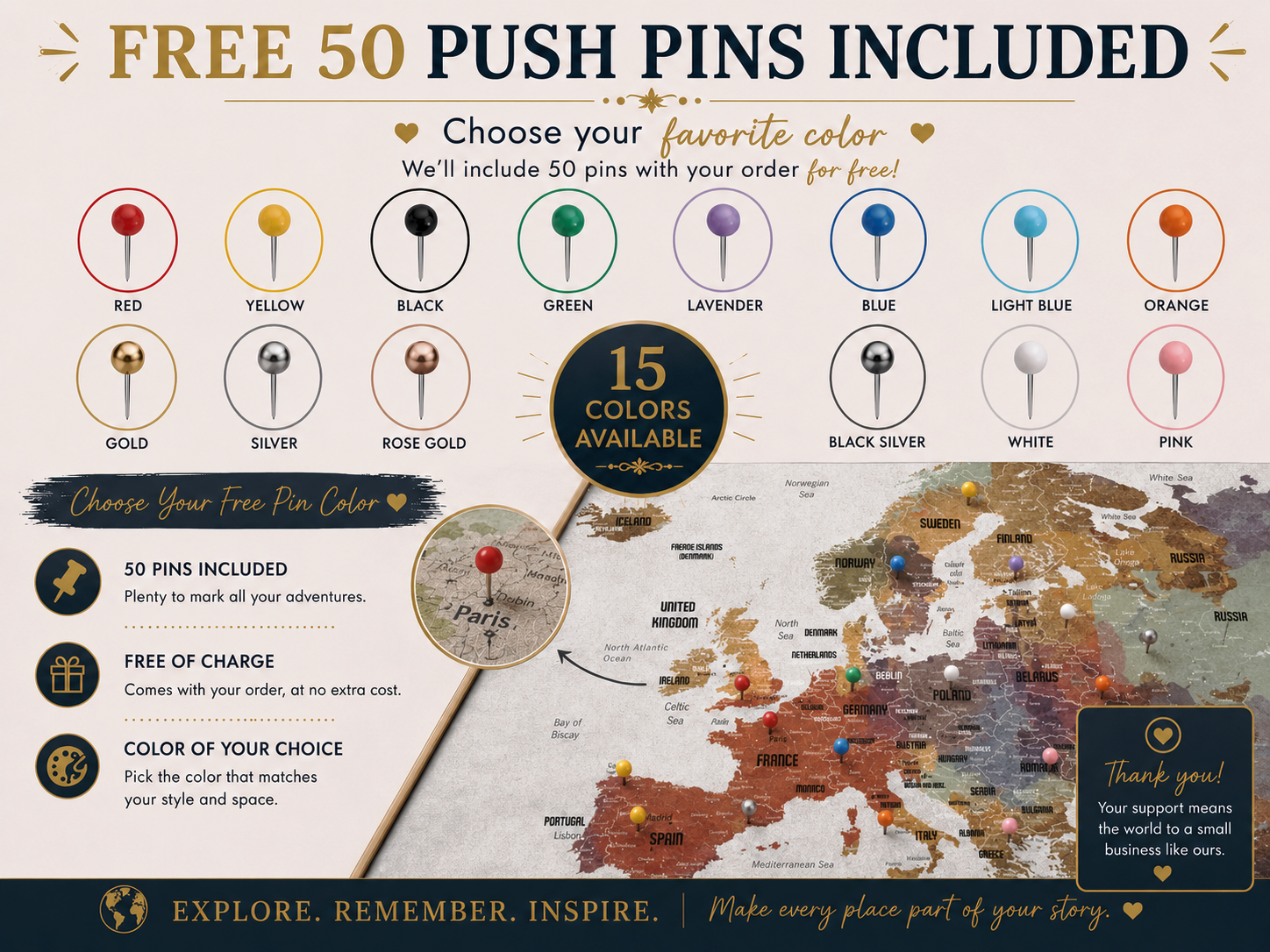 Push Pin Map of Europe – Multicolor - Image 9