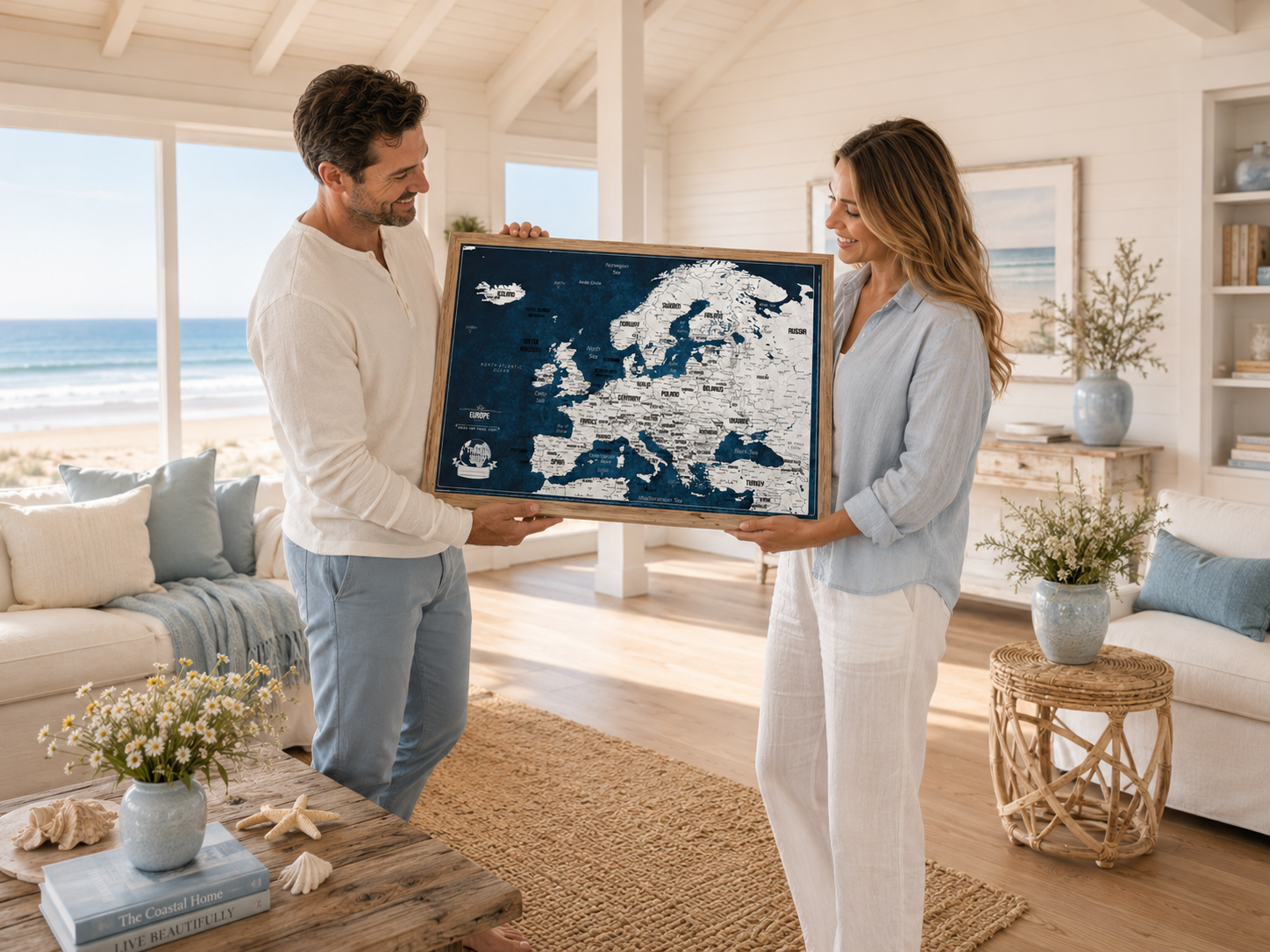 Push Pin Map of Europe – Blue & White - Image 5