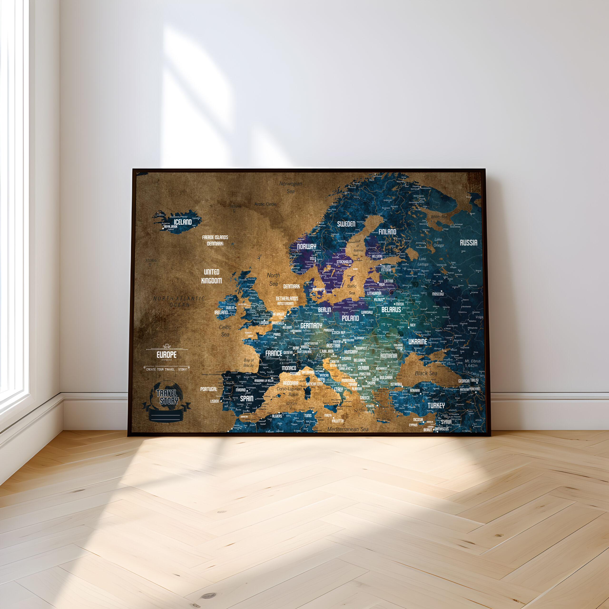 Push Pin Map of Europe – Old Gold Color - Image 11