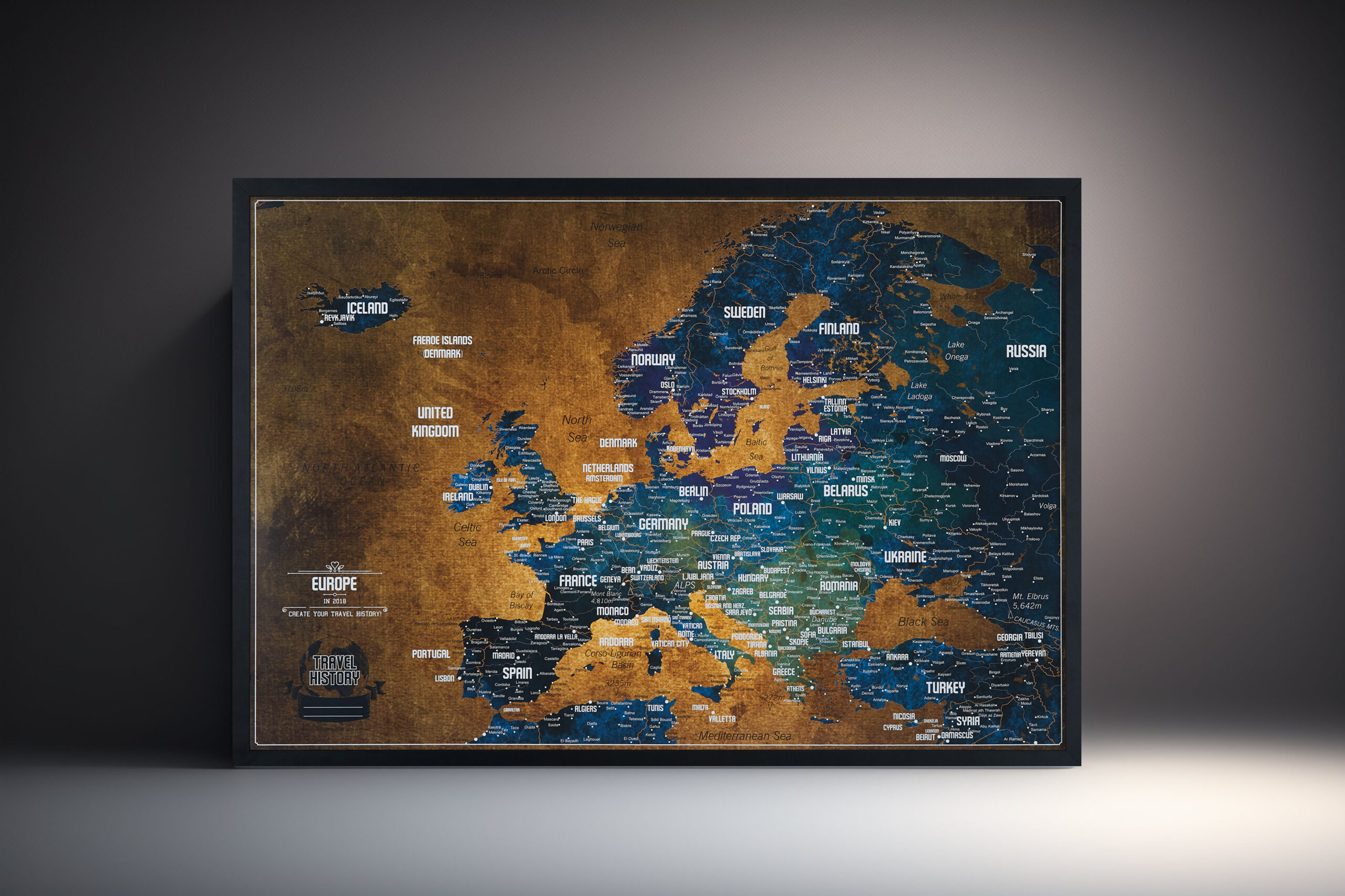 Push Pin Map of Europe – Old Gold Color - Image 9