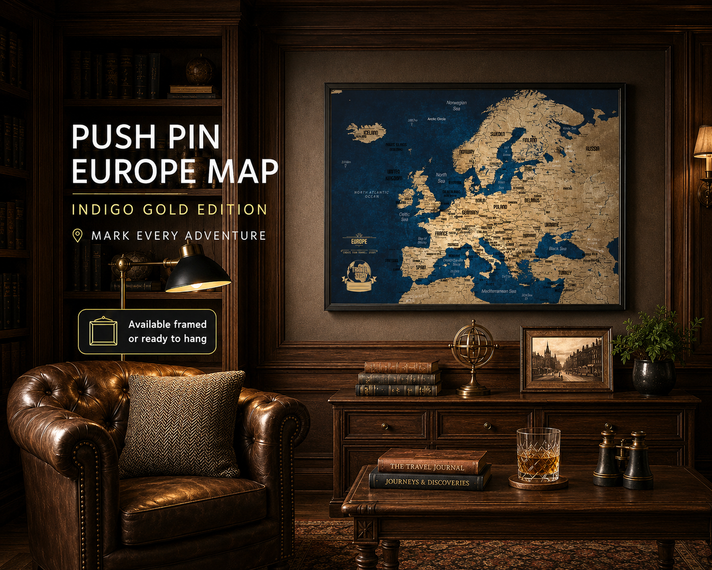 Push Pin Map of Europe – Indigo Gold - Image 10
